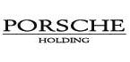 Logo von Porsche Holding in schwarzer Schrift auf weißem Hintergrund.
