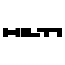 Schwarzes Hilti-Logo auf weißem Hintergrund, bestehend aus dem Schriftzug 'HILTI'.